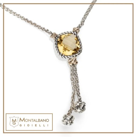 Collana Nodi intreccio 1 pietra quadrata
